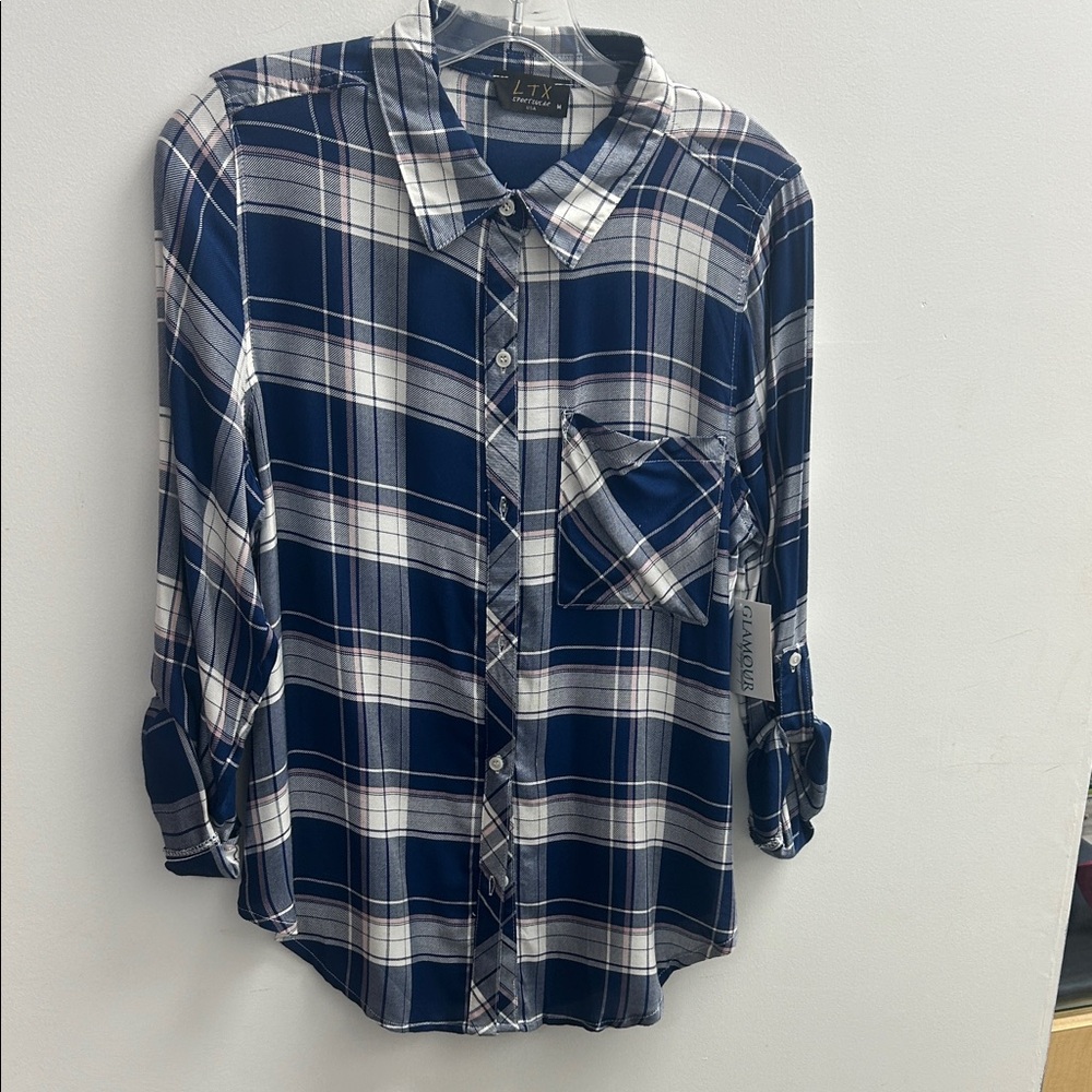LTX Blue Plaid Button-Up Shirt